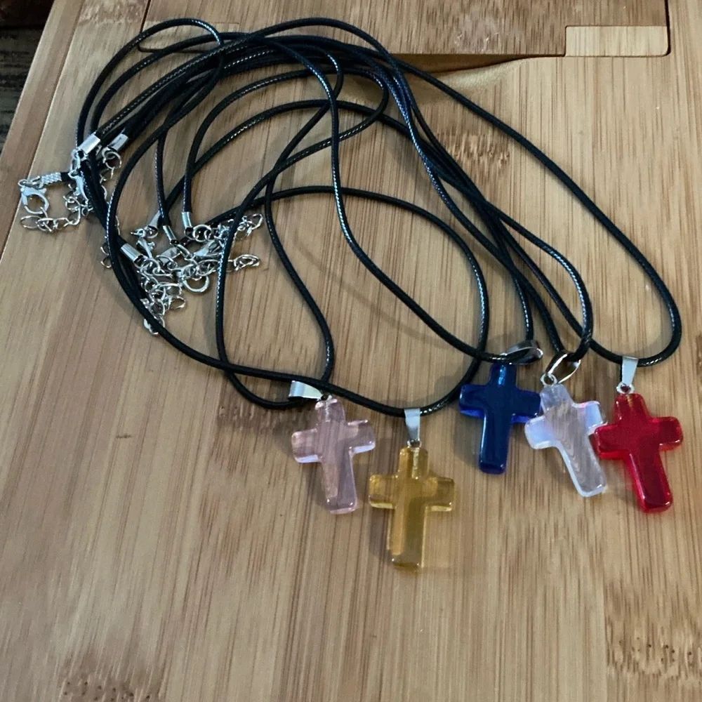 Colorful Cross Pendant Necklaces for Kids